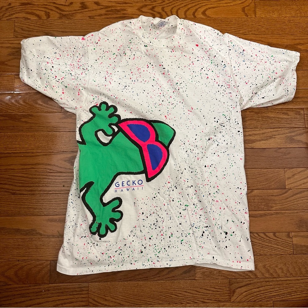 Gecko Hawaii vintage T shirt single stitch 90s size Large made in USA
